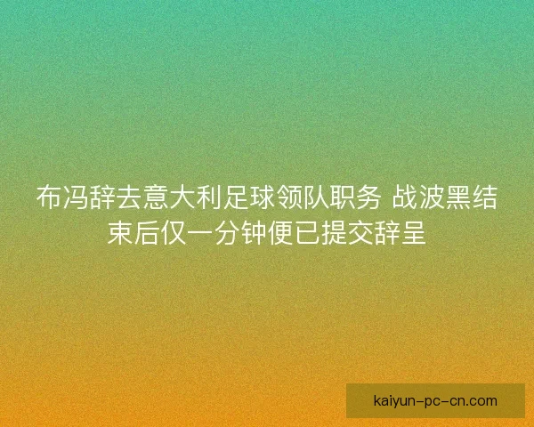 布冯辞去意大利足球领队职务 战波黑结束后仅一分钟便已提交辞呈