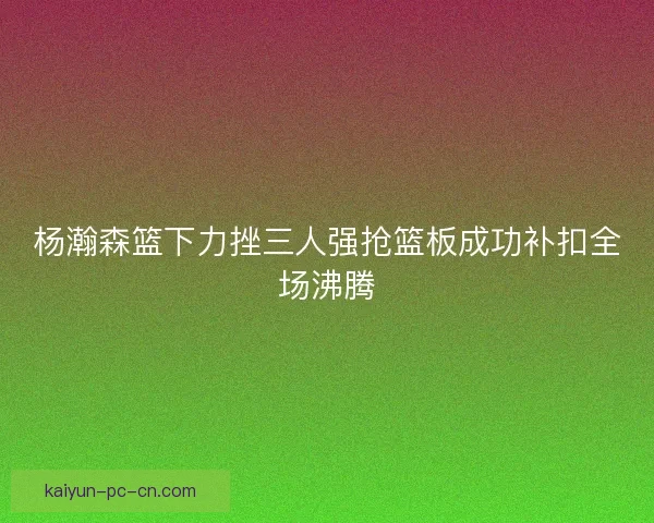 杨瀚森篮下力挫三人强抢篮板成功补扣全场沸腾